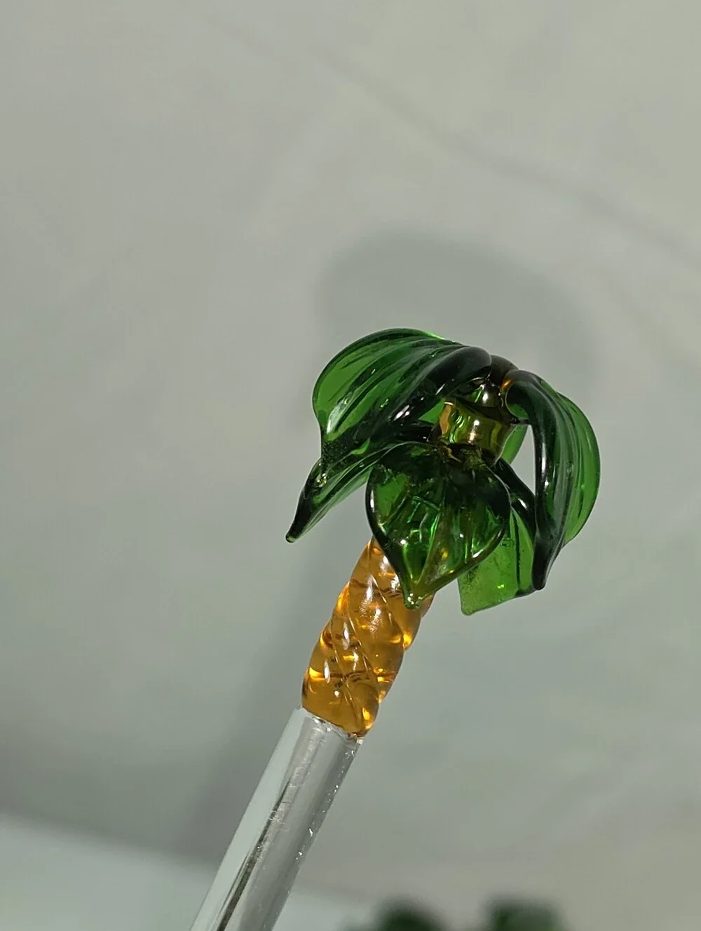 Vintage Hand Blown Glass Palm Tree Cocktail Stir Sticks Tiki Barware Set of 10